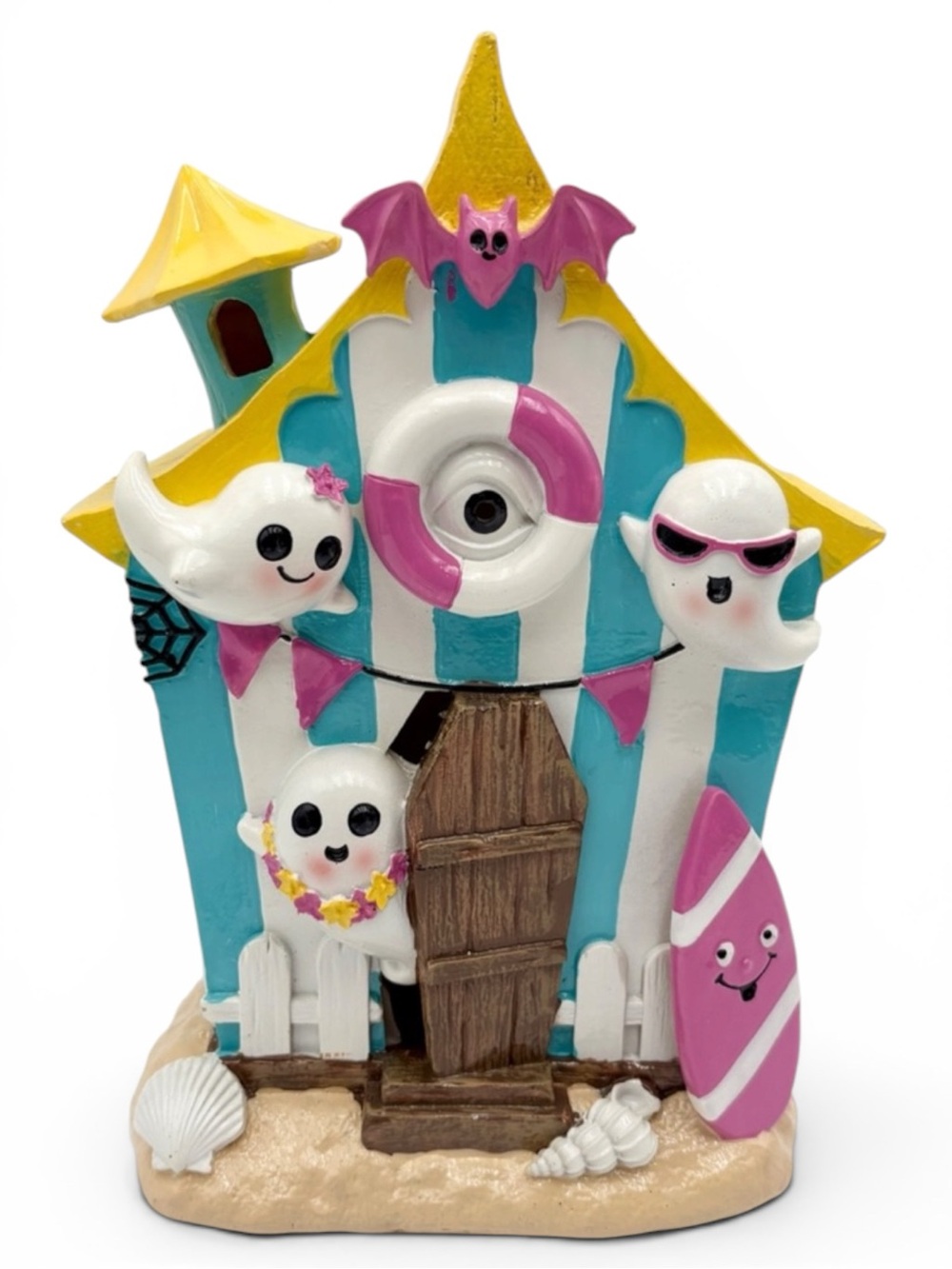 Halloween SUMMERWEEN Ghost Beach House Lighted Decor Spooky Surfboard Bat Accent